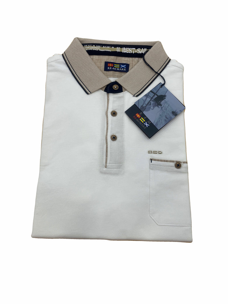 Polo uomo 100 % Cotone Con Taschino 99 4118 - Bianco / M