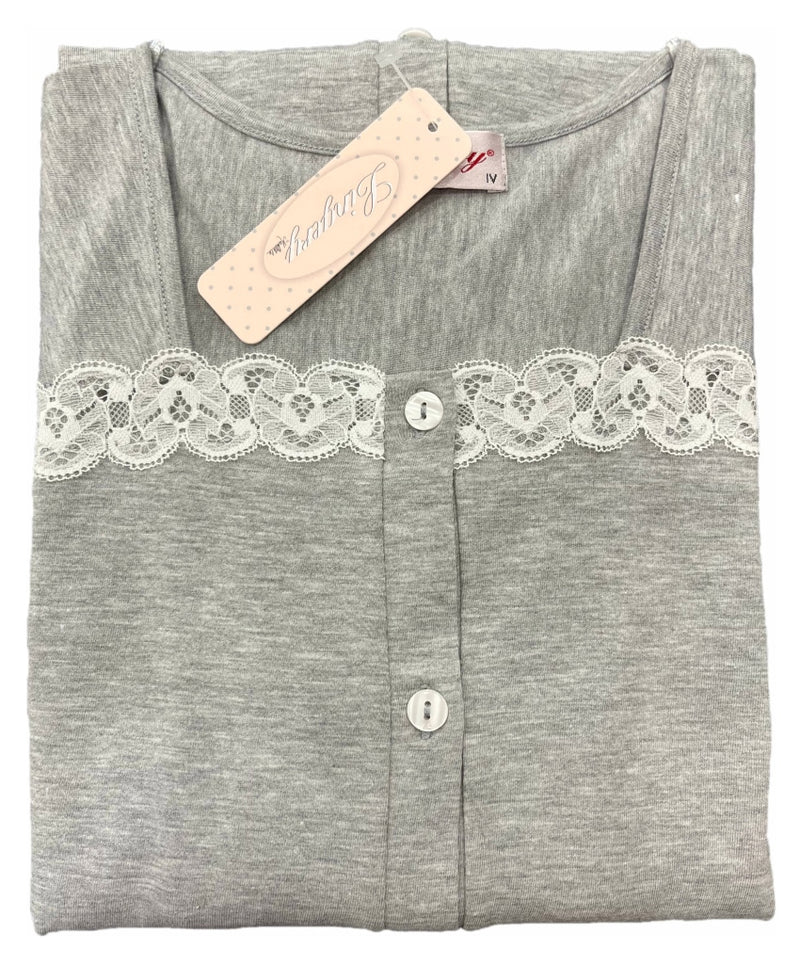 Camicia Da Notte 100 % Cotone art.9074 0074 - Grigio / 56 - 