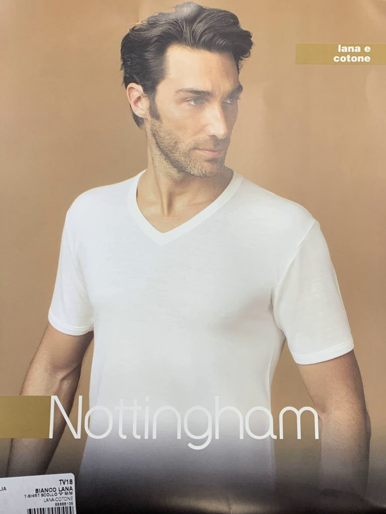 Maglia uomo scollo a V manica corta in cotone sulla pelle e 