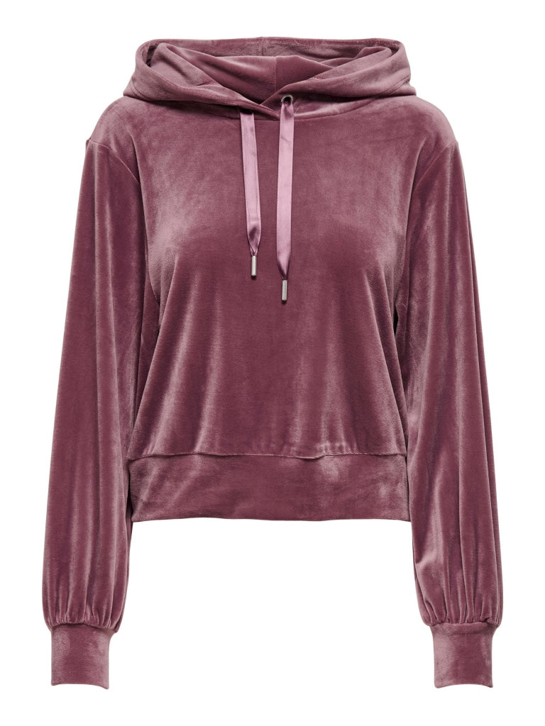 ONLY ONLLAYA L/S HOOD VELVET SWT 15237769 - ROSE BROWN / L- 